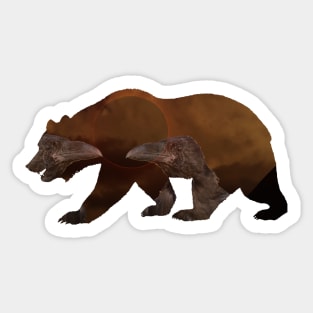 Two Raven Grizzly Bear Sticker